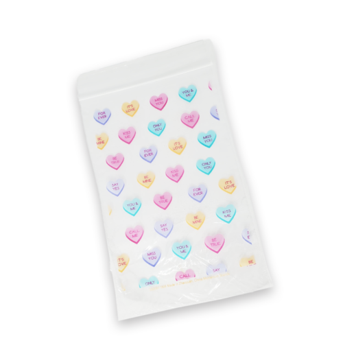 Bolsa de coraz&oacute;n de colores mediana